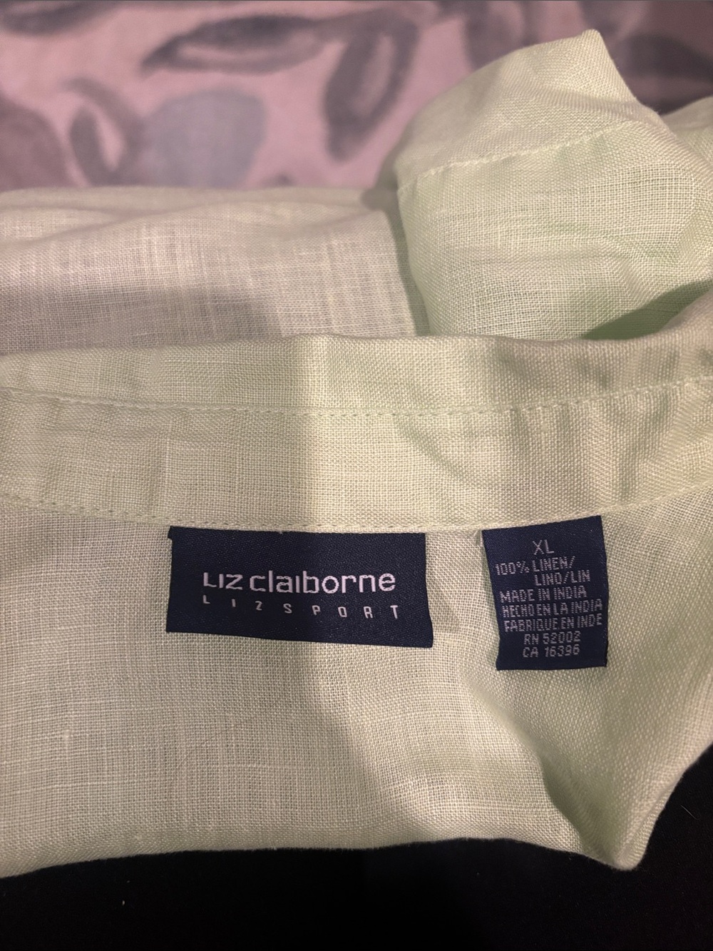Light Green Women’s Linen-Blend Button Front Blouse - Picture 5 of 5